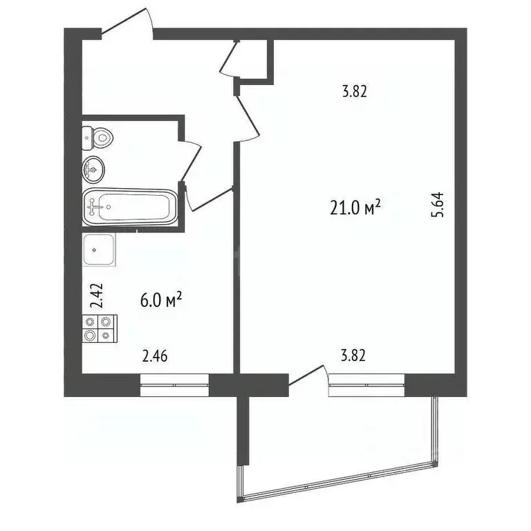 1-к кв. Тамбовская область, Тамбов ул. Рылеева, 51 (37.5 м) - Фото 1