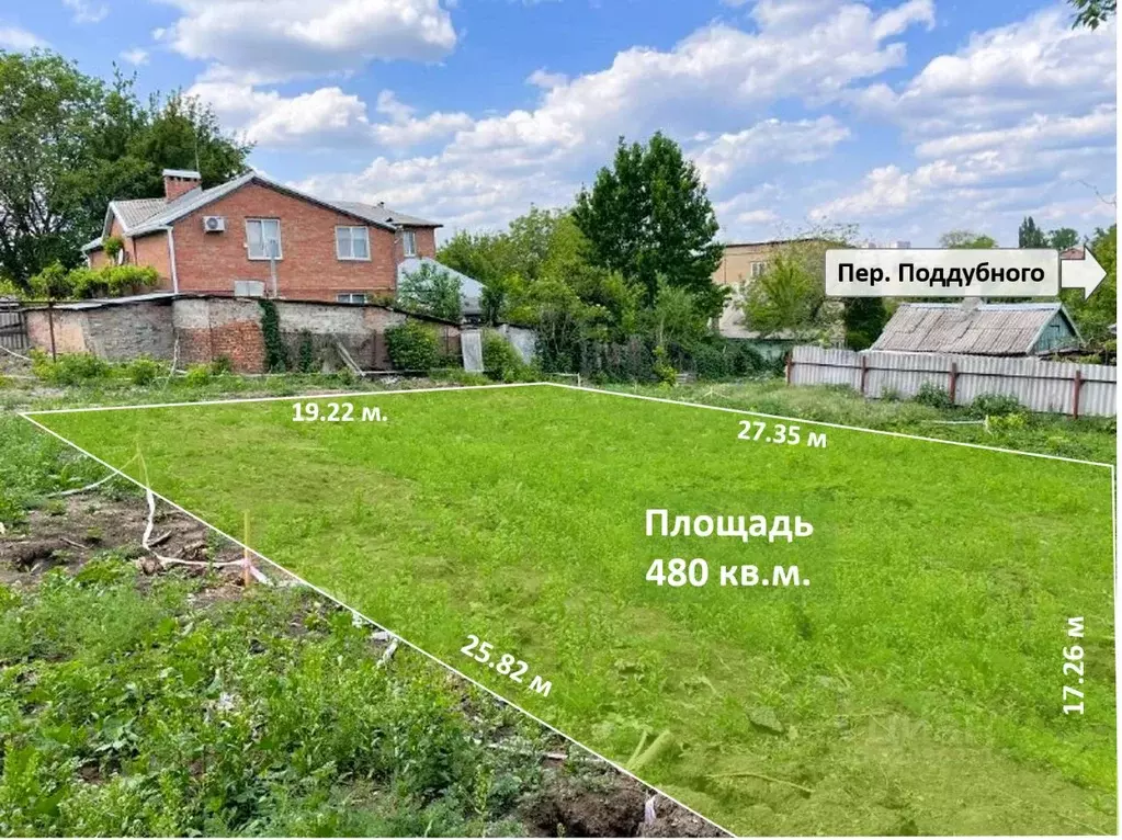 Участок в Ростовская область, Ростов-на-Дону пер. Поддубного (4.8 ... - Фото 1