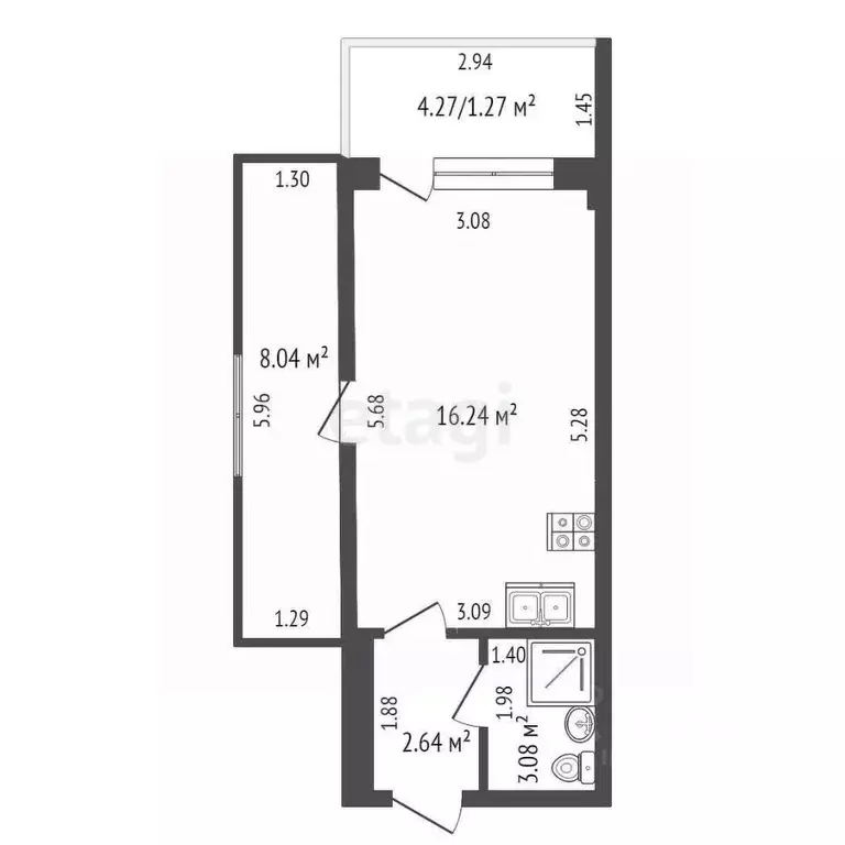 2-к кв. Севастополь ул. Пляж Омега, 8 (32.0 м) - Фото 2