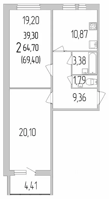 2-к кв. Белгородская область, Белгород ул. Лермонтова, 29А (69.8 м) - Фото 0