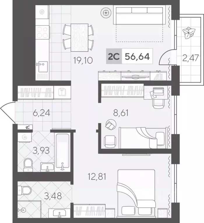 2-к кв. Тюменская область, Тюмень Скандиа.Квартал в Комарово Парк ... - Фото 1