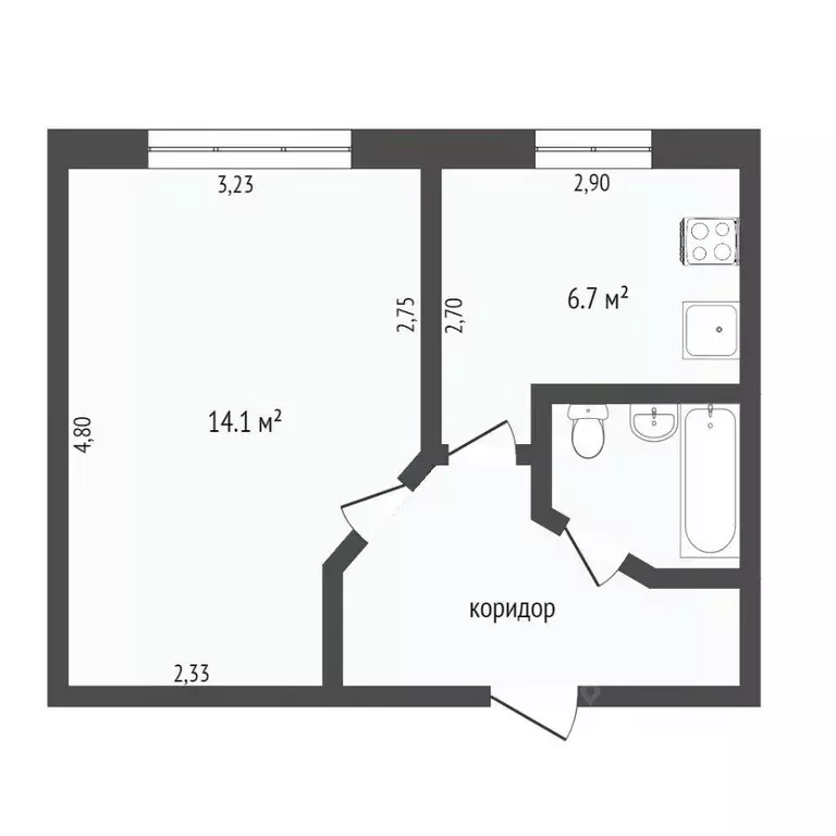 1-к кв. Ханты-Мансийский АО, Сургут ул. Бажова, 12 (28.8 м) - Фото 2