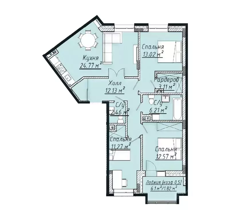 3-к кв. Татарстан, Казань ул. Урицкого, 1 (88.57 м) - Фото 1