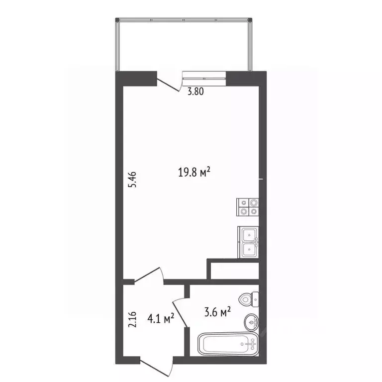 Студия Московская область, Реутов ул. Октября, 44 (28.5 м) - Фото 2