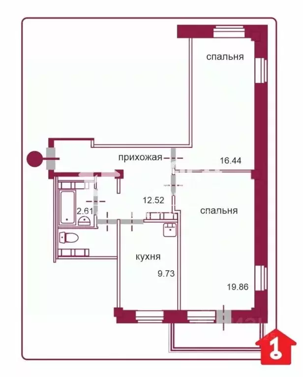 2-к кв. Омская область, Омск ул. 21-я Амурская, 25 (66.4 м) - Фото 1