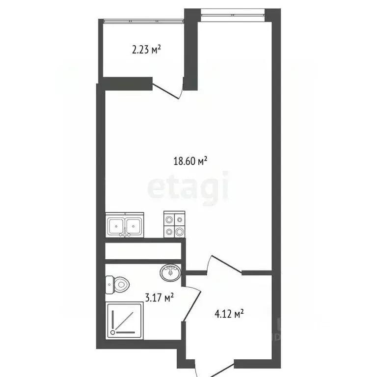 Студия Санкт-Петербург 1-й Предпортовый проезд, 1 (24.3 м) - Фото 1