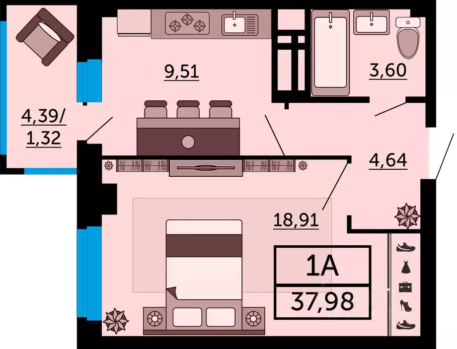 1-к кв. Ростовская область, Ростов-на-Дону ул. Мечникова, 110Г (37.98 ... - Фото 1
