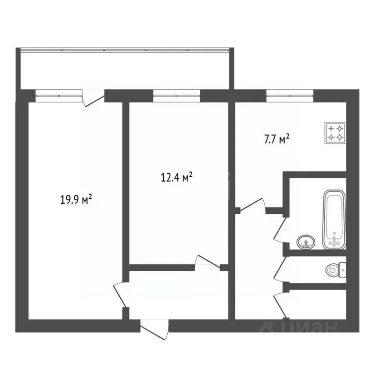2-к кв. Амурская область, Благовещенск Студенческая ул., 49 (52.4 м) - Фото 2