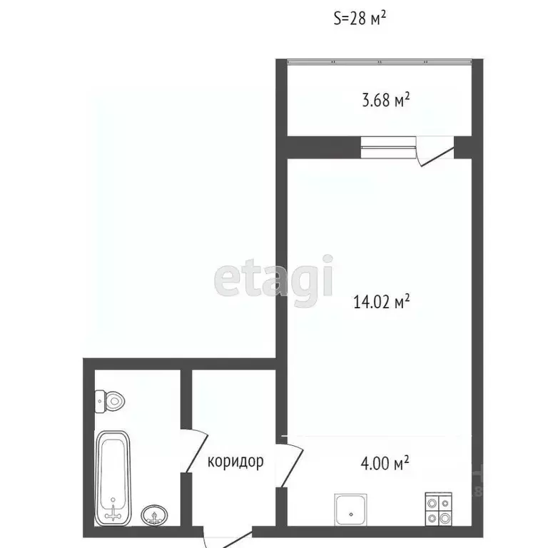 Студия Ростовская область, Ростов-на-Дону пер. Белоусова, 20 (25.0 м) - Фото 2