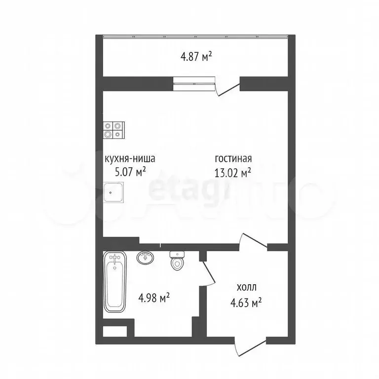Квартира-студия, 28 м, 7/7 эт. - Фото 0
