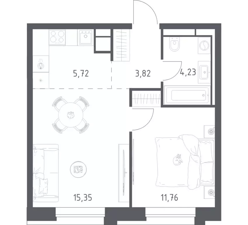 1-комнатная квартира: Москва, ЖК Верейская 41, 1.1 (40.88 м) - Фото 1