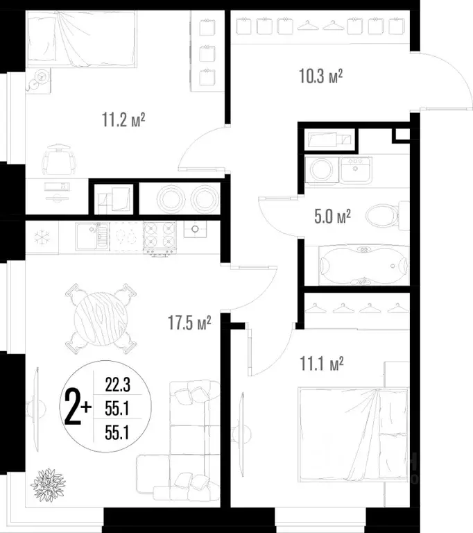 2-к кв. Астраханская область, Астрахань ул. Трофимова, 10 (55.1 м) - Фото 1