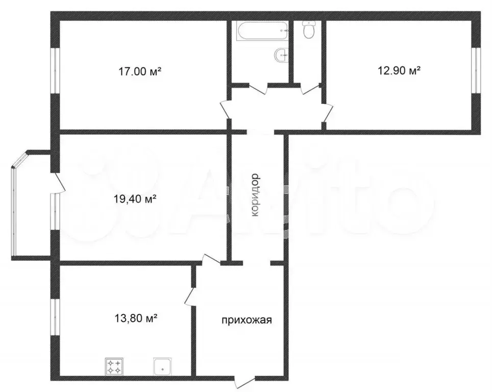 3-к. квартира, 86 м, 4/9 эт. - Фото 0