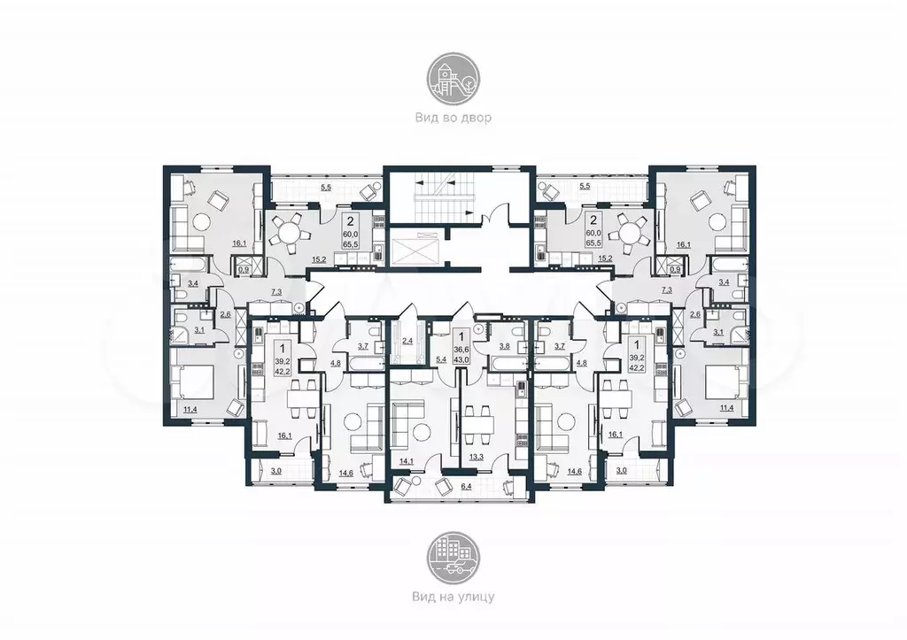 2-к. квартира, 60 м, 4/10 эт. - Фото 1