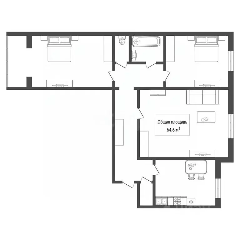 3-к кв. Новосибирская область, Искитим Индустриальный мкр, 56 (64.6 м) - Фото 1
