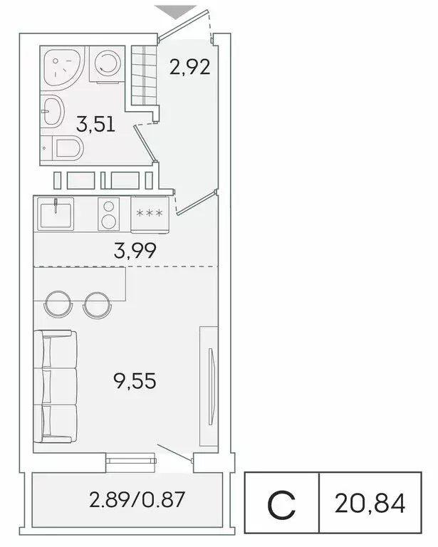 Квартира-студия: Мурино, Графская улица, 6к1 (20 м) - Фото 0