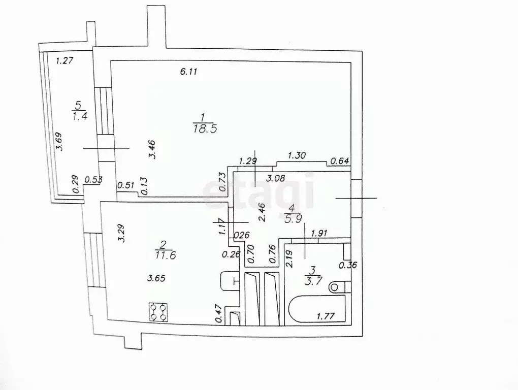 1-к кв. Татарстан, Казань ул. Наиля Юсупова, 5А (39.7 м) - Фото 1