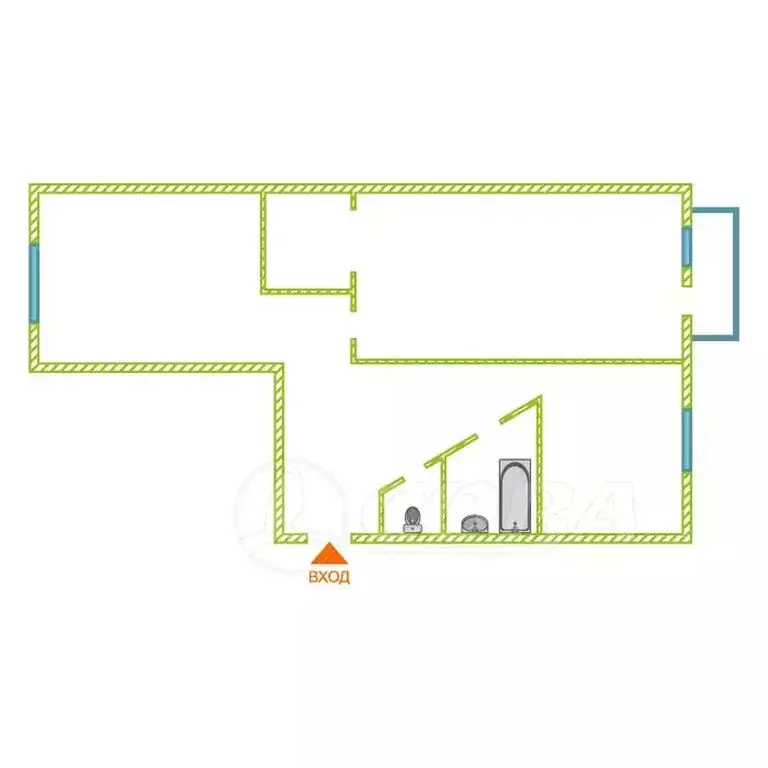 2-комнатная квартира: Курган, улица Достоевского, 70 (44 м) - Фото 2