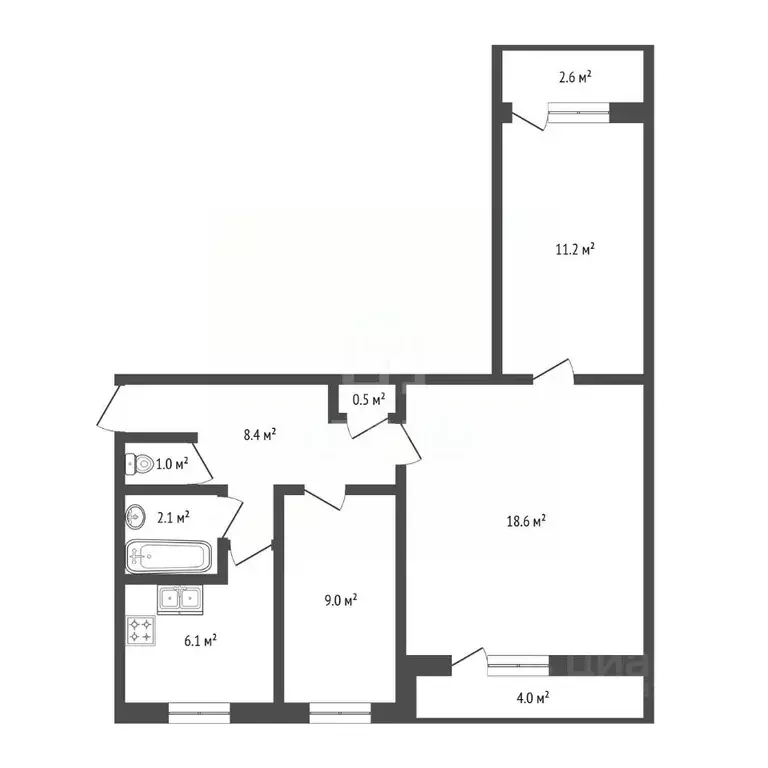 3-к кв. Санкт-Петербург ул. Маршала Новикова, 3 (57.6 м) - Фото 1