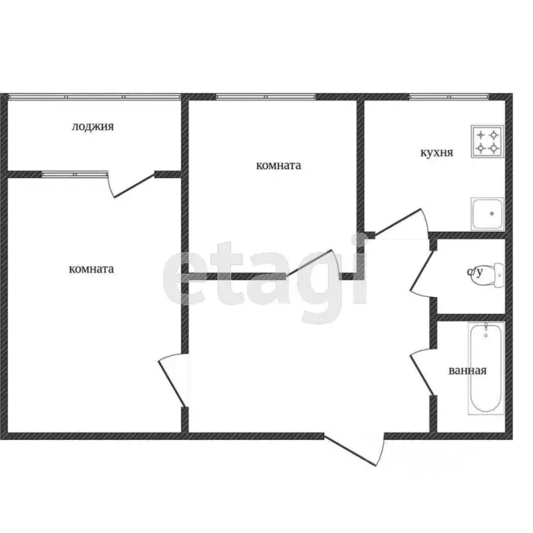 2-к кв. Хабаровский край, Комсомольск-на-Амуре Водонасосная ул., 66к2 ... - Фото 2