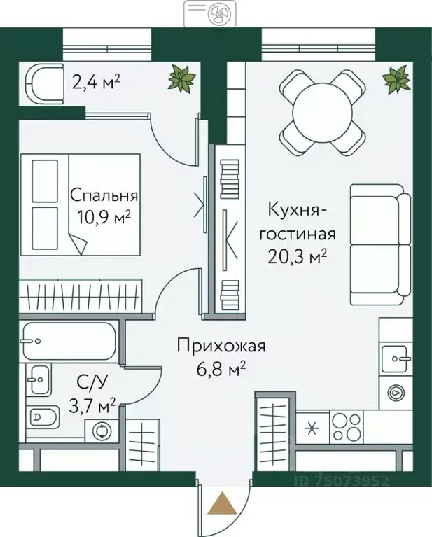 1-к кв. Волгоградская область, Волгоград Новосибирская ул., 74с1 (44.1 ... - Фото 0