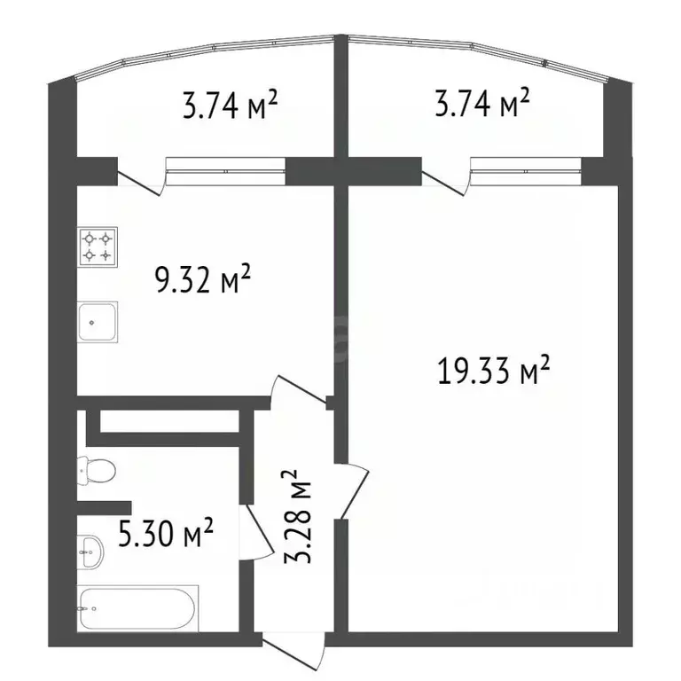 1-к кв. Тюменская область, Тюмень ул. Федюнинского, 62к2 (37.1 м) - Фото 0