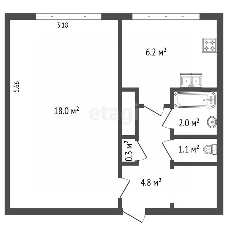 1-к кв. Санкт-Петербург ул. Композиторов, 33/5 (32.4 м) - Фото 1