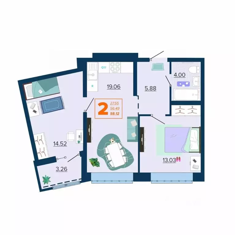 2-к кв. Брянская область, Брянск Московский мкр, Микрорайон Акватория ... - Фото 1