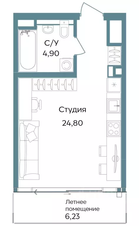 Студия Крым, Саки ул. Морская (35.93 м) - Фото 0