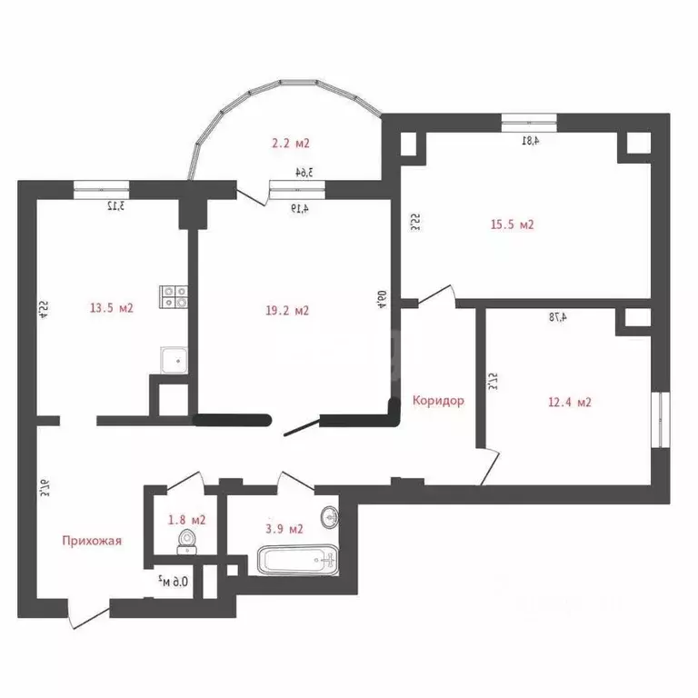3-к кв. Калининградская область, Калининград Батальная ул., 94 (88.3 ... - Фото 1