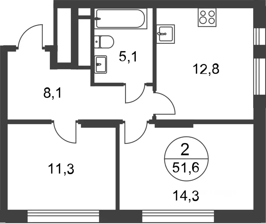 2-к кв. Москва Переделкино Ближнее мкр, 17-й кв-л, к2 (51.6 м) - Фото 0