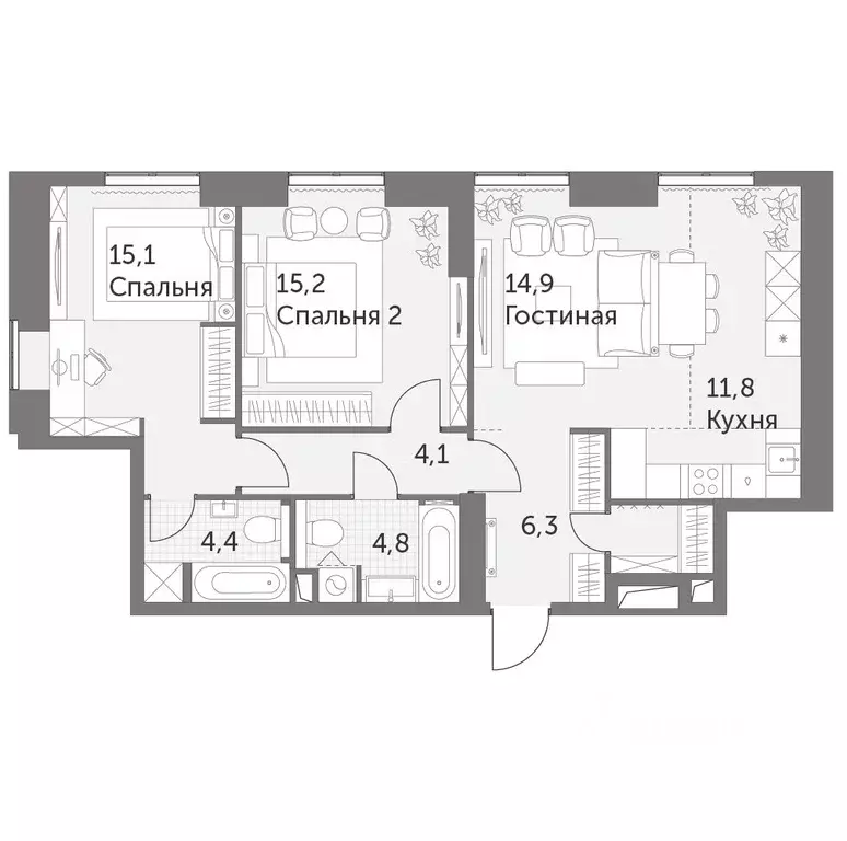 3-к кв. Москва ул. Академика Волгина, 2С2 (78.7 м) - Фото 0