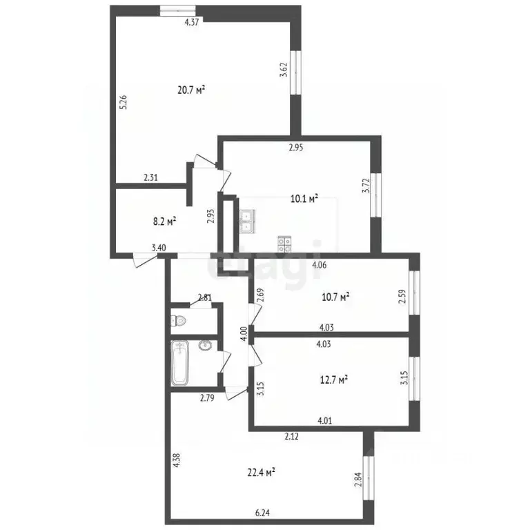4-к кв. Москва Мукомольный проезд, 2 (96.0 м) - Фото 2