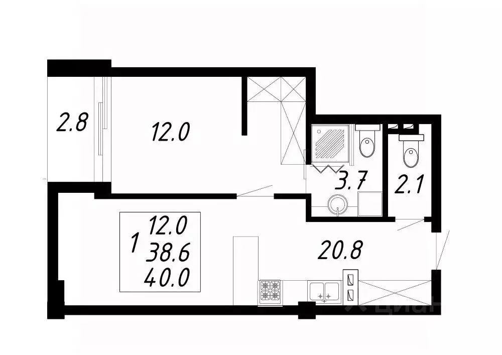 1-к кв. Ставропольский край, Ессентуки Озеро жилой комплекс (40.0 м) - Фото 1