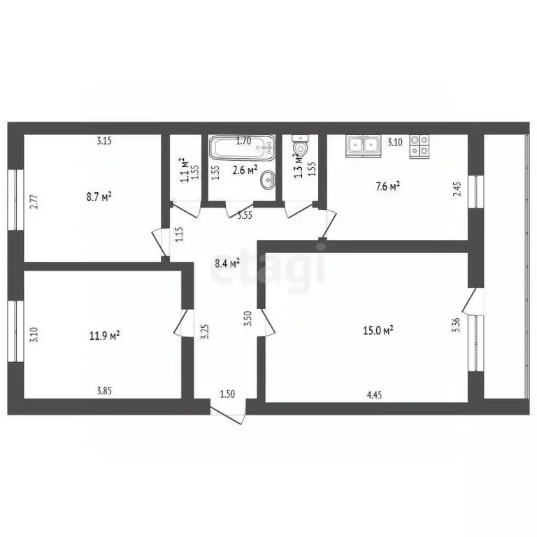 3-к кв. Мордовия, Кочкуровский район, пос. Красномайский Прудная ул., ... - Фото 1