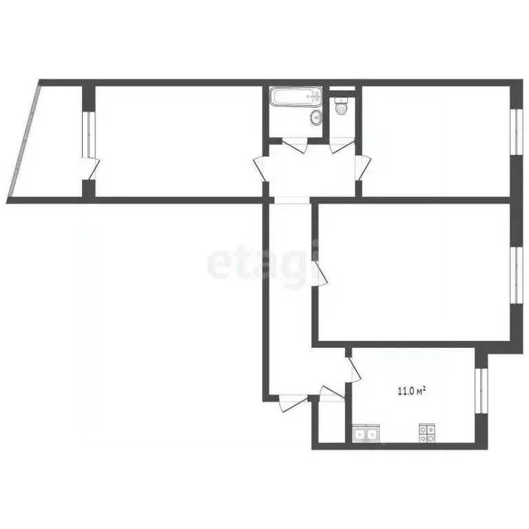 3-к кв. Тюменская область, Тюмень ул. Монтажников, 17 (66.0 м) - Фото 0