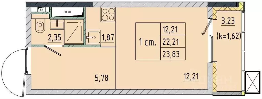 1-к кв. Московская область, Солнечногорск городской округ, Поварово ... - Фото 2