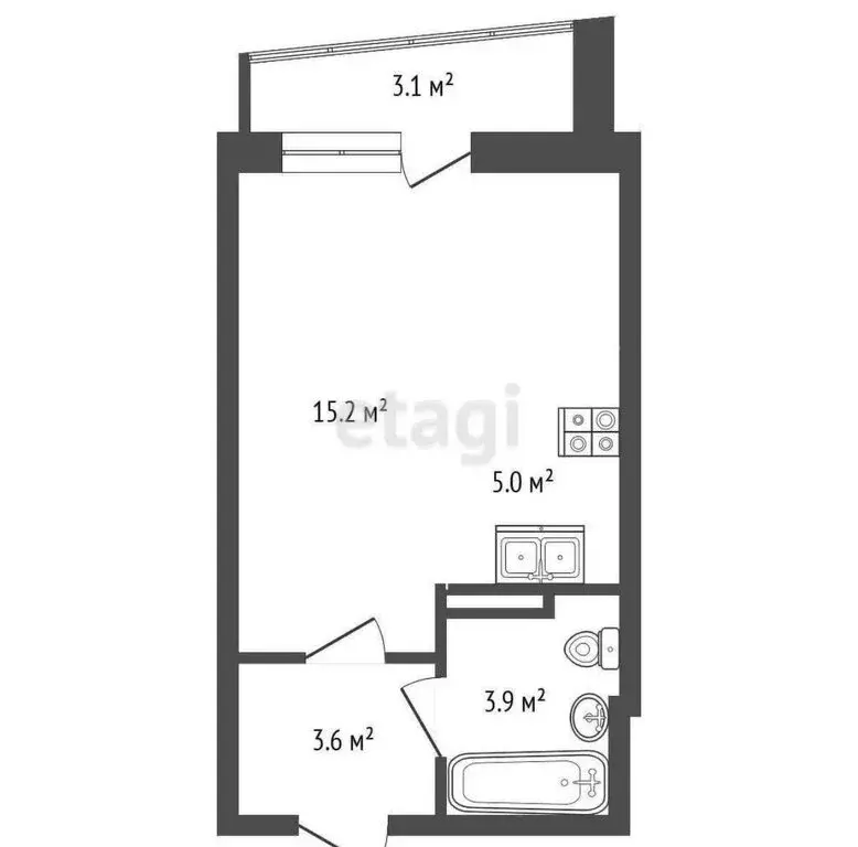 Квартира-студия: Абакан, улица Ивана Ярыгина, 33/2 (27 м) - Фото 1