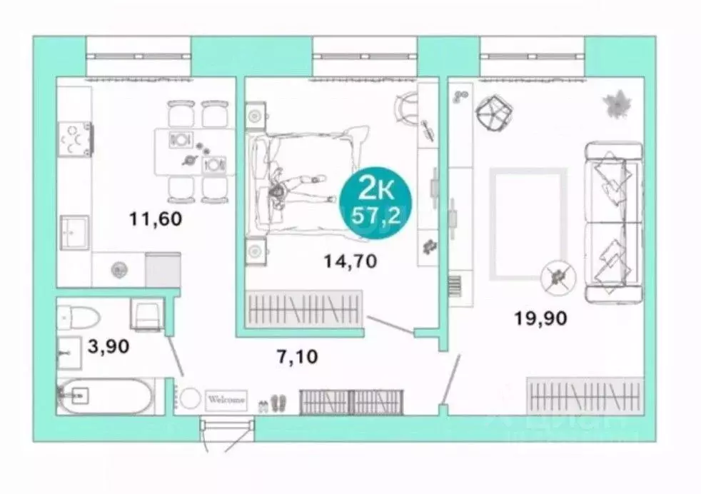 2-к кв. Оренбургская область, Оренбург Ростоши мкр, ул. Новая, 50/4 ... - Фото 1