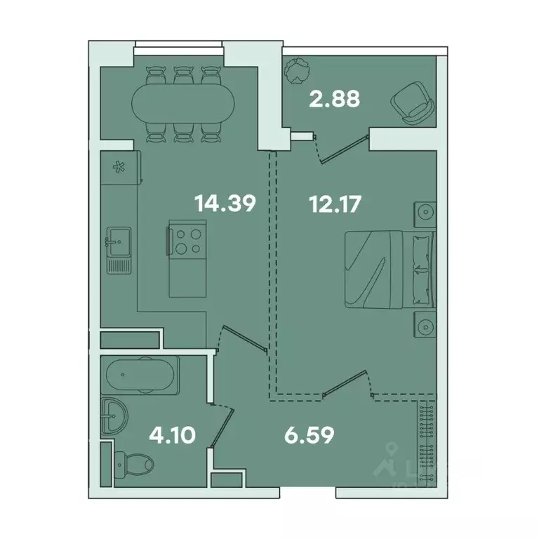 1-к кв. Иркутская область, Иркутск ул. Петрова, 18 (40.13 м) - Фото 0