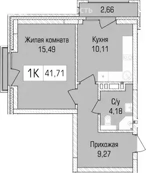 1-комнатная квартира: Новосибирск, улица Василия Клевцова, 3 (39.05 м) - Фото 0