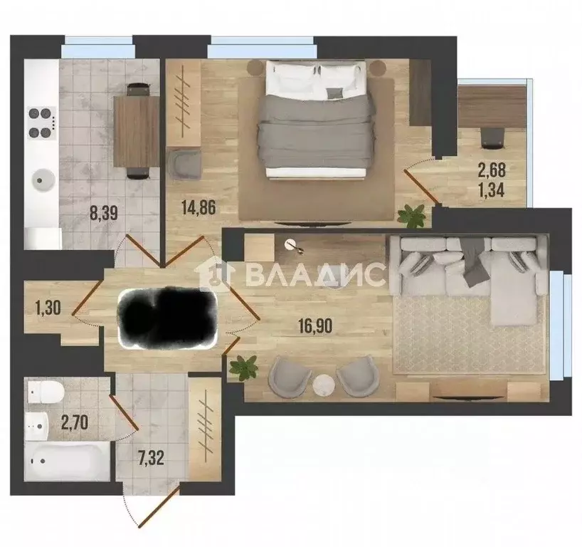2-к кв. Башкортостан, Стерлитамак ул. Артема, 64А (51.4 м) - Фото 2