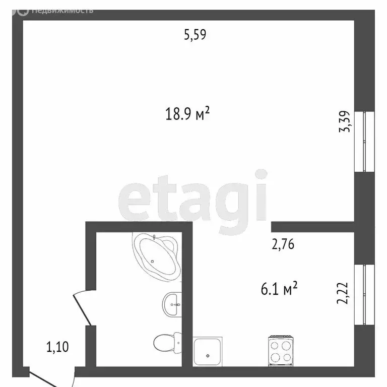 1-комнатная квартира: Иркутск, Байкальская улица, 290 (30 м) - Фото 0