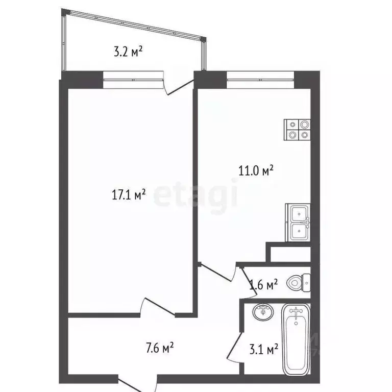 1-к кв. Ленинградская область, Всеволожский район, Заневское городское ... - Фото 2