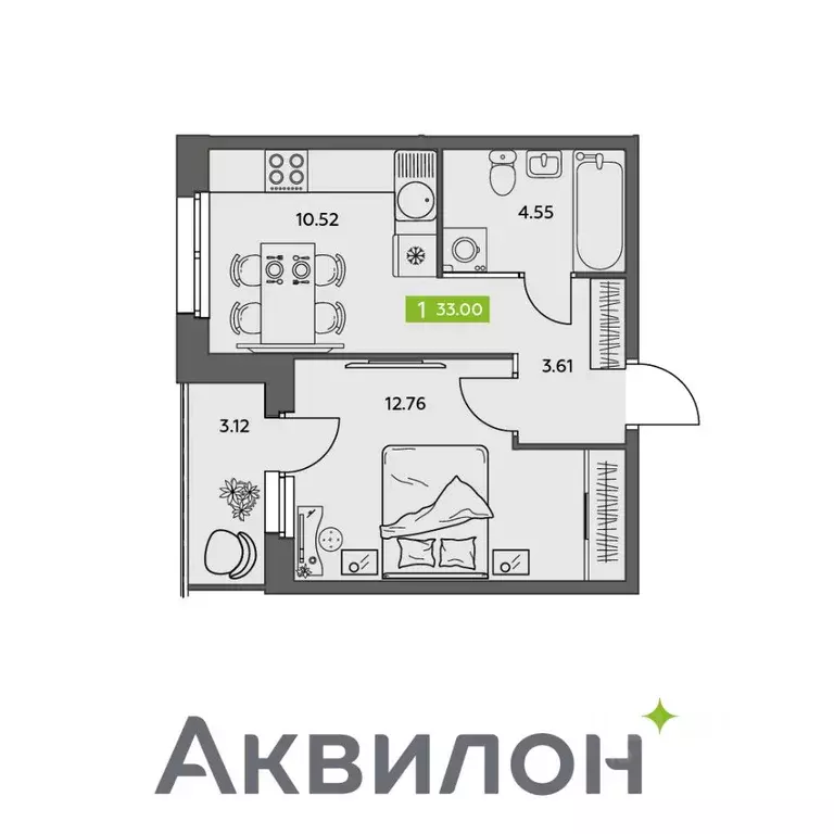 1-к кв. Архангельская область, Северодвинск  (33.0 м) - Фото 0