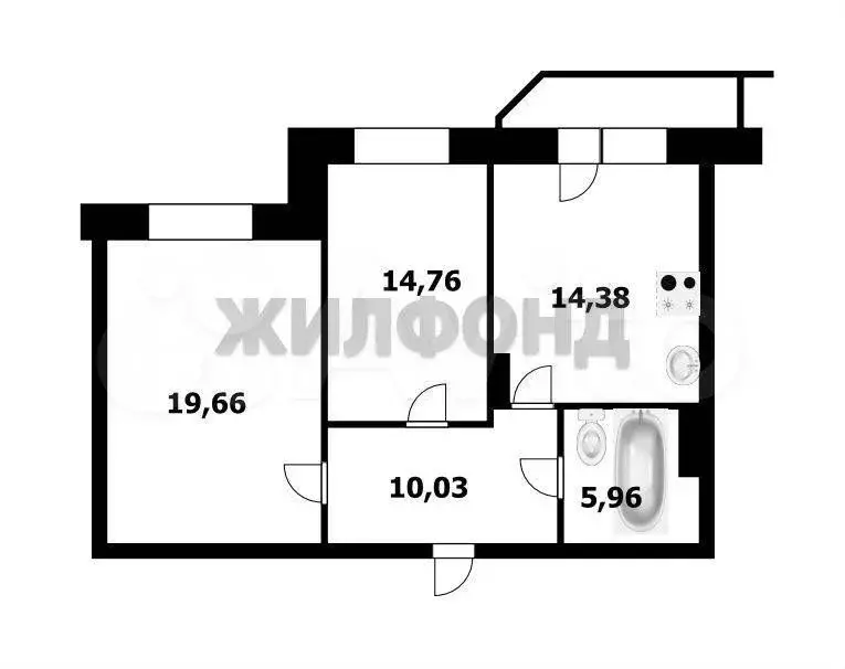 2-к. квартира, 65,5 м, 7/19 эт. - Фото 0