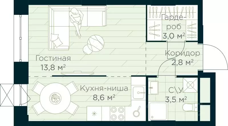 Студия Башкортостан, Уфа Глумилино жилрайон, Урман Сити жилой комплекс ... - Фото 0