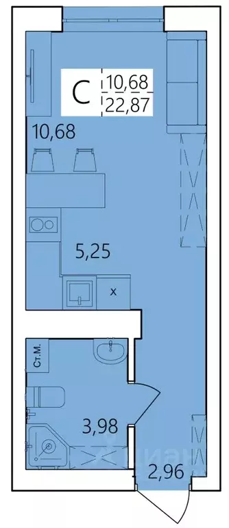 Студия Башкортостан, Уфа ул. Пожарского, 237 (22.87 м) - Фото 0