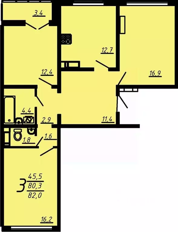 3-к кв. Воронежская область, Воронеж ул. Шишкова, 140Б/27 (83.0 м) - Фото 0