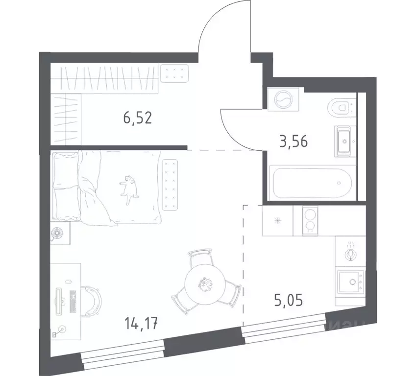 1-к кв. Башкортостан, Уфа ул. Минигали Губайдуллина, 8к9 (29.3 м) - Фото 0